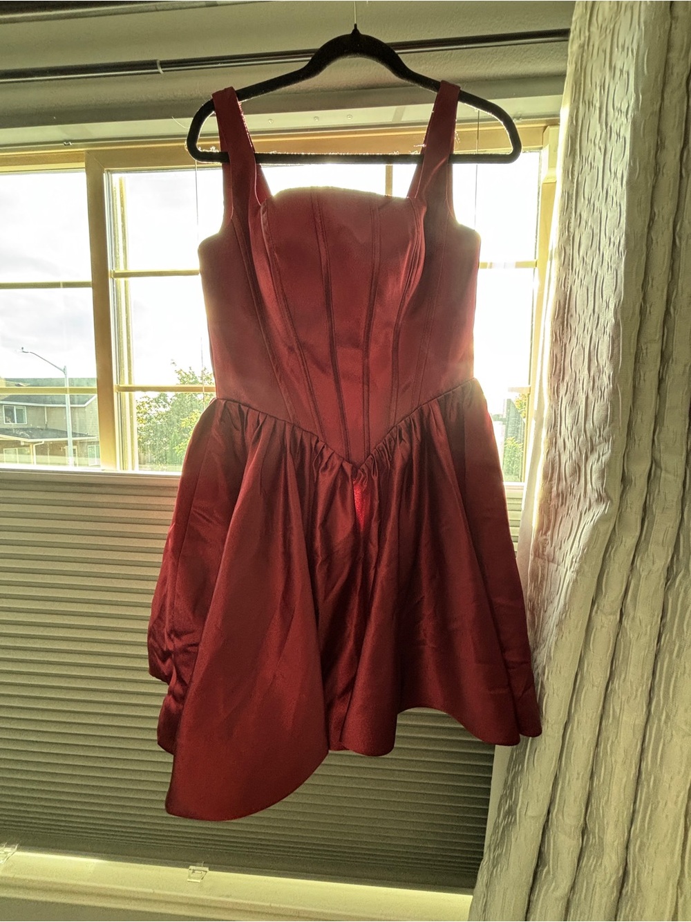 NWOT Women’s Satin Red Party Dress with Structured Bodice